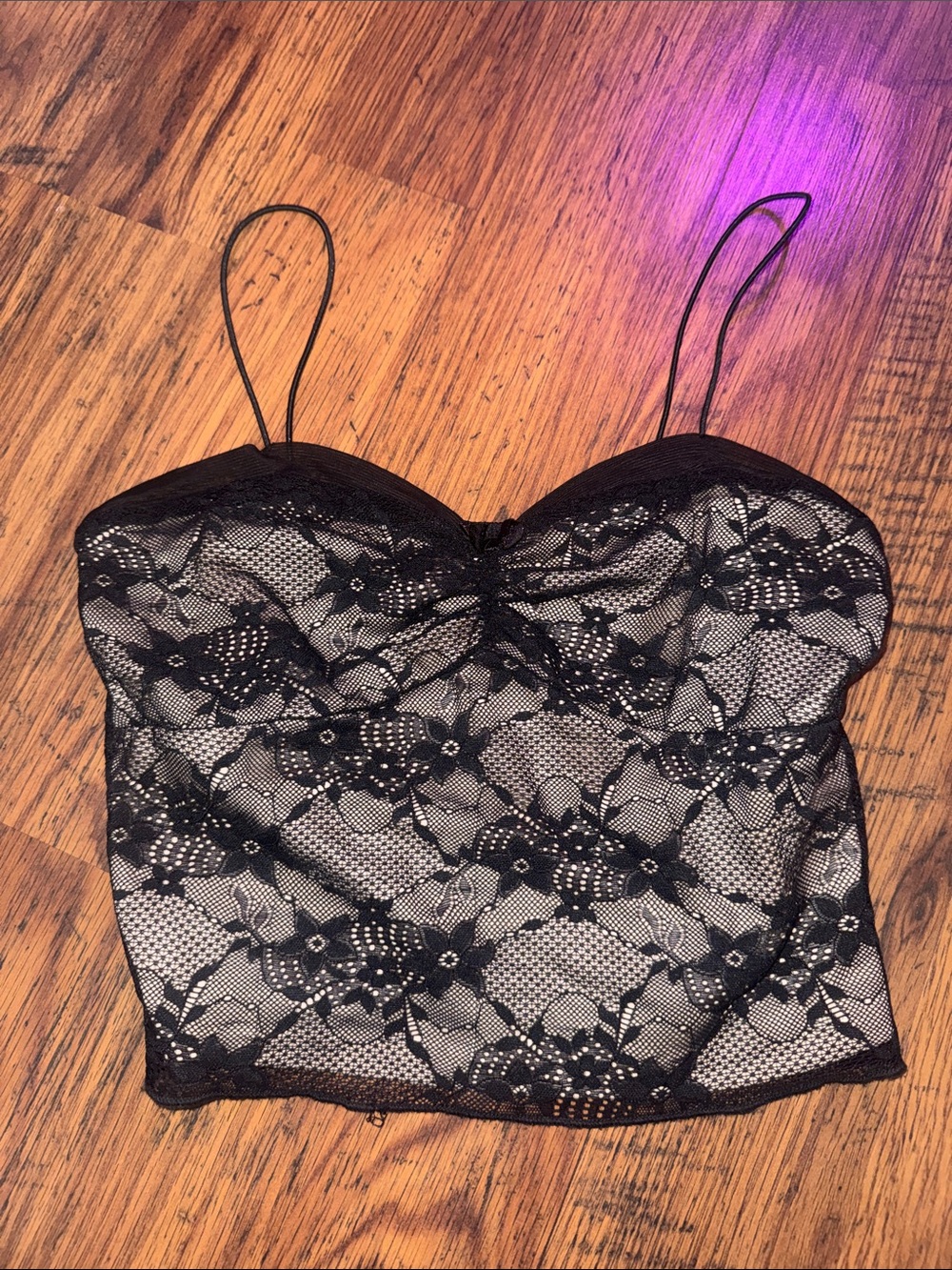 wild fable Black Floral Lace Bustier Crop Top 2.L2